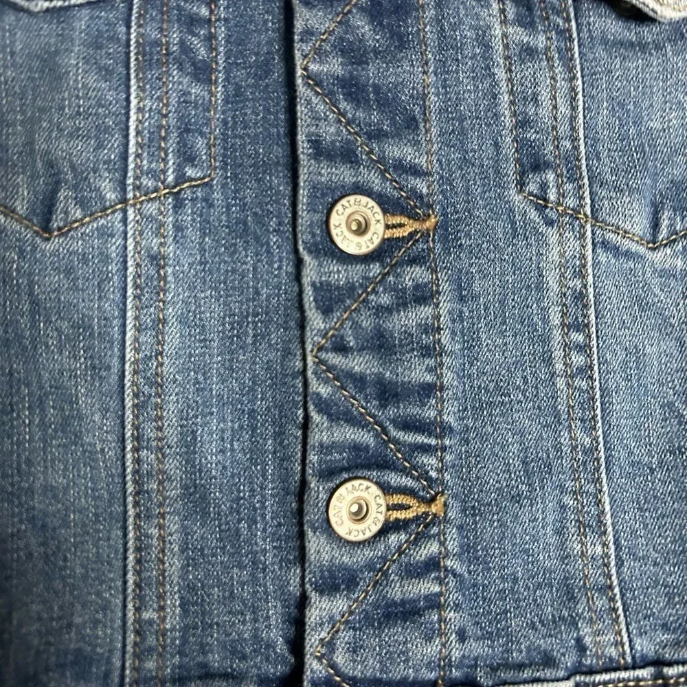 Cat & Jack Boys Patched Denim Jacket Size S (6-7)